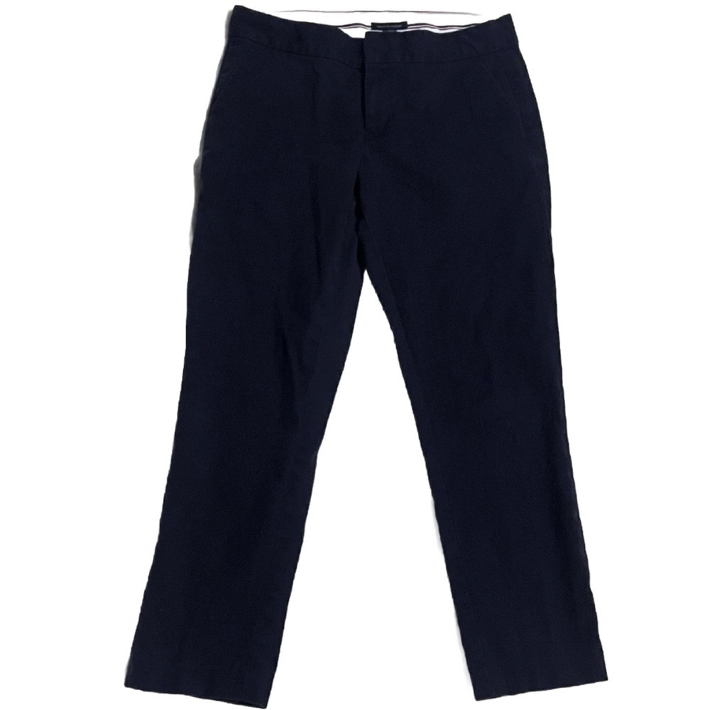 Tommy Hilfiger Straight Leg Crop Chino Pants Navy Blue Sz 6 Mid Rise Stretch